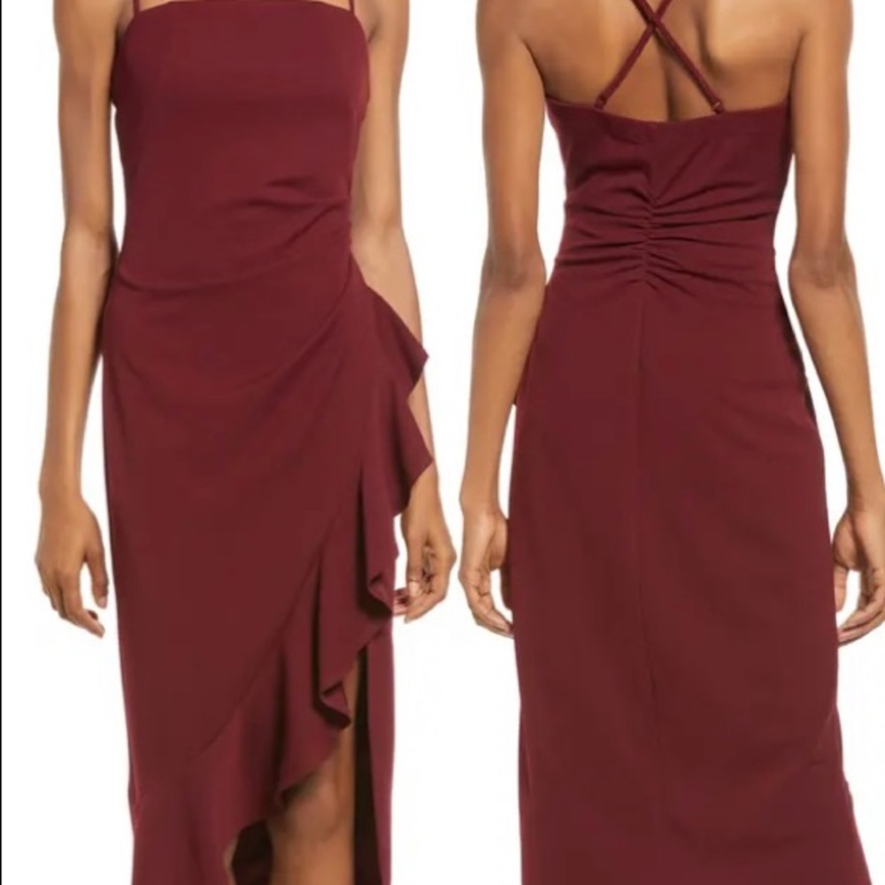Wine color LNL midi dress